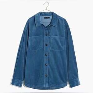 MADEWELL Women’s Corduroy Kentwood Oversized Shirt-Jacket in Distant Ocean NG882